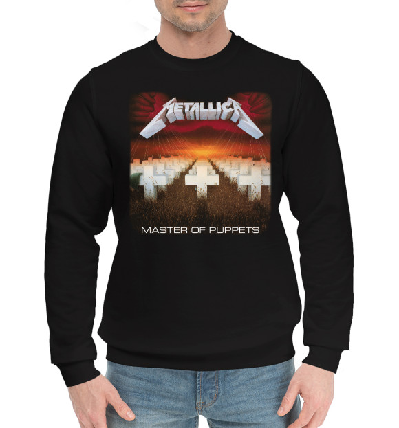 Мужской хлопковый свитшот с изображением Metallica цвета Черный