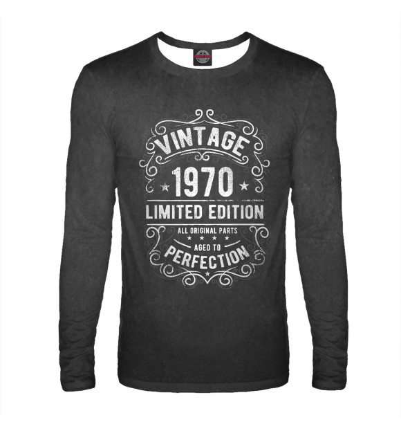 Мужской лонгслив с изображением Vintage Original 1970 цвета Белый