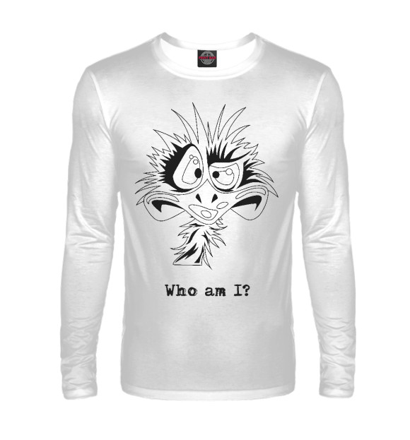 Мужской лонгслив с изображением Who am I? цвета Белый