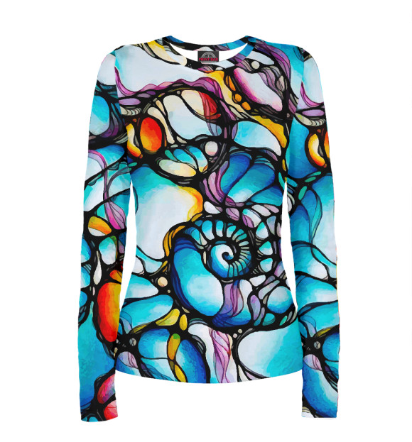 Женский лонгслив с изображением Нейроракушка цвета Белый