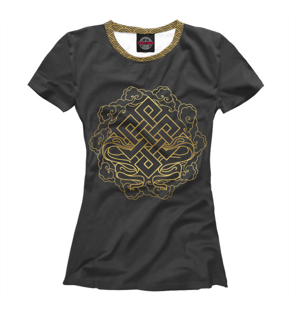 Женская футболка с изображением Буддийский Символ Удачи цвета Белый