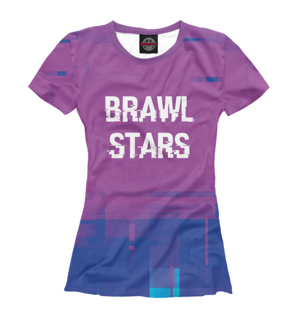 Футболка для девочек с изображением Brawl Stars Glitch (пурпур) цвета Белый
