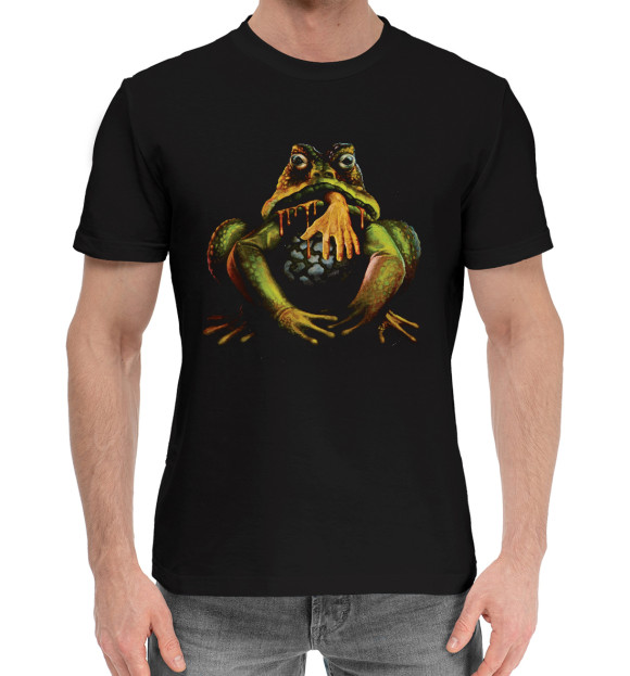 Мужская хлопковая футболка с изображением Лягуха цвета Черный