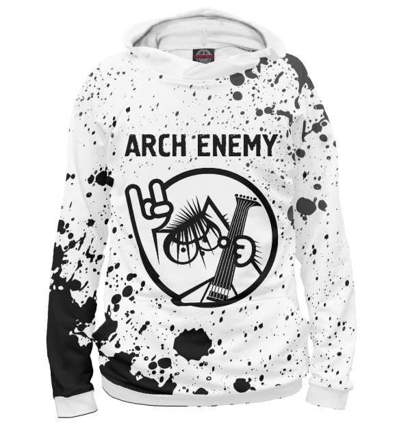 Мужское худи с изображением Arch Enemy | Кот цвета Белый