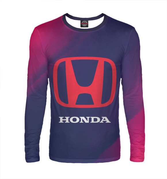 Мужской лонгслив с изображением Honda / Хонда цвета Белый