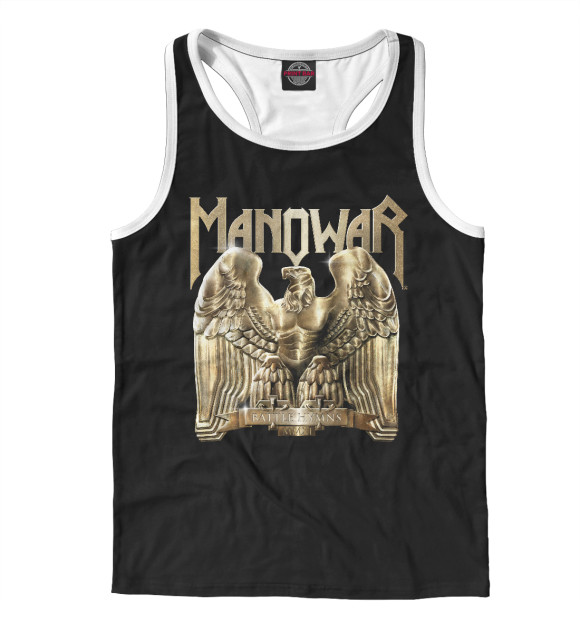 Мужская майка-борцовка с притом Manowar цвета Белый Мужская майка-борцовка с изображением Manowar цвета Белый