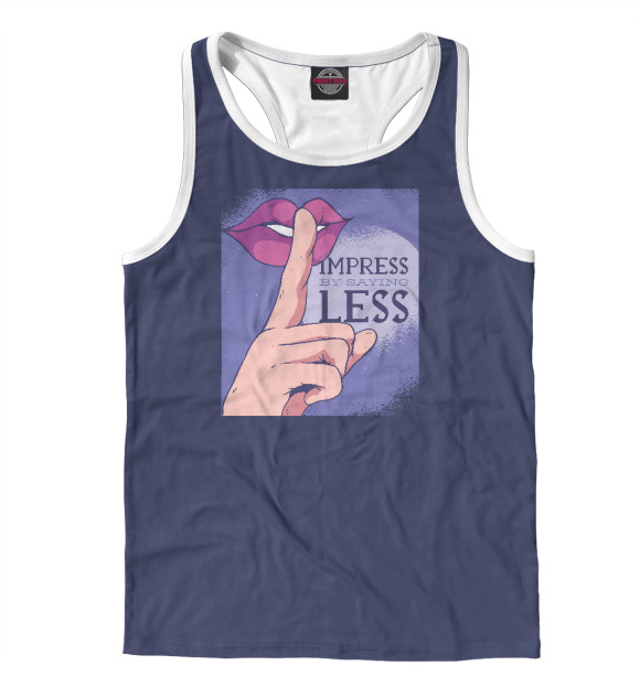 Мужская майка-борцовка с изображением Impress by saying less цвета Белый