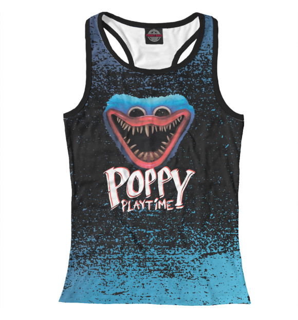 Женская майка-борцовка с притом Poppy Playtime цвета Белый Женская майка-борцовка с изображением Poppy Playtime цвета Белый