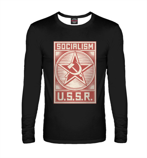 Мужской лонгслив с изображением USSR цвета Белый