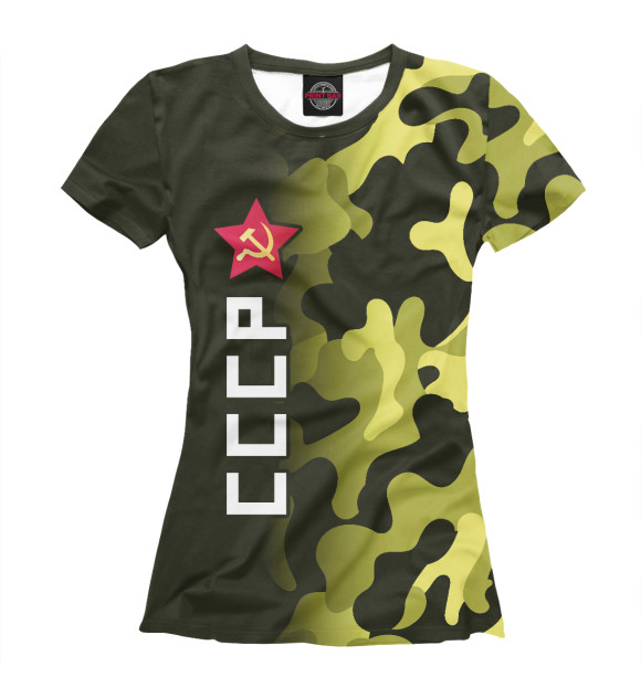 Женская футболка с изображением СССР - Серп и Молот | Милитари цвета Белый