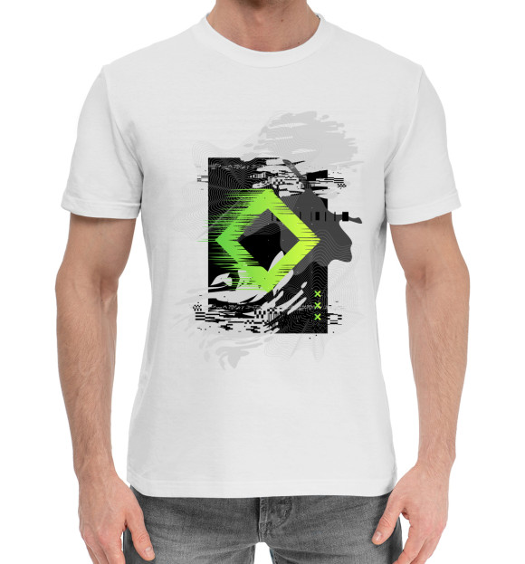 Мужская хлопковая футболка с изображением Geometry цвета Белый