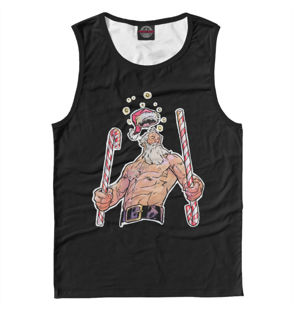 Мужская майка с изображением Cool Santa цвета Белый