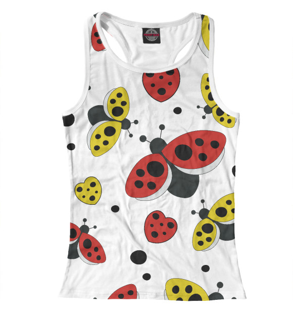 Женская майка-борцовка с изображением Божьи коровки летают цвета Белый