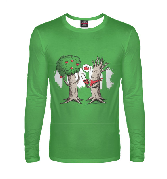 Мужской лонгслив с изображением Случай в лесу цвета Белый