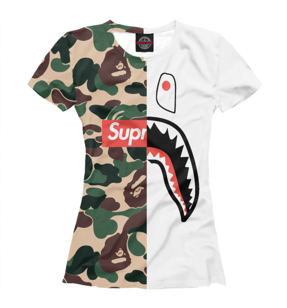Женская футболка с изображением BAPE цвета Белый