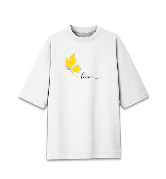 Женская футболка оверсайз с изображением Бабочка с любовью цвета Белый