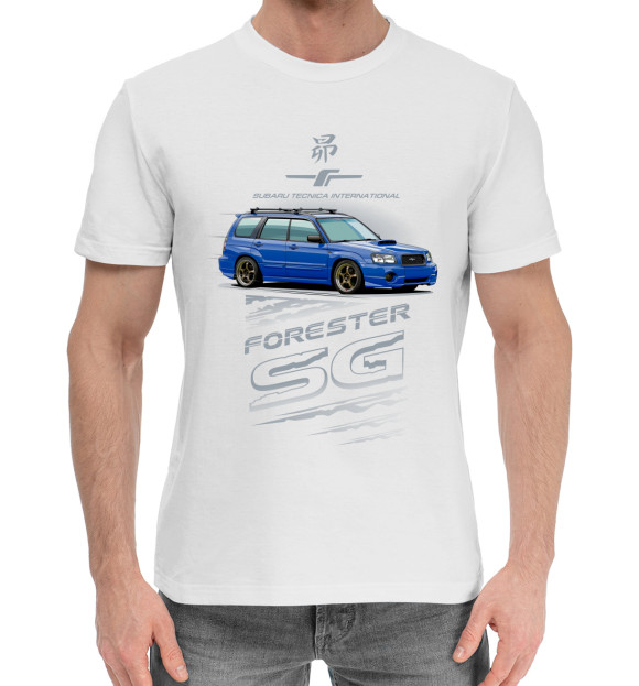 Мужская хлопковая футболка с изображением Forester SG цвета Белый