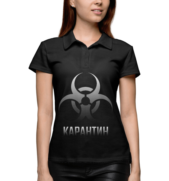 Женское поло с изображением Карантин цвета Белый