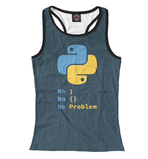 Женская майка-борцовка с изображением Python No Problem цвета Белый