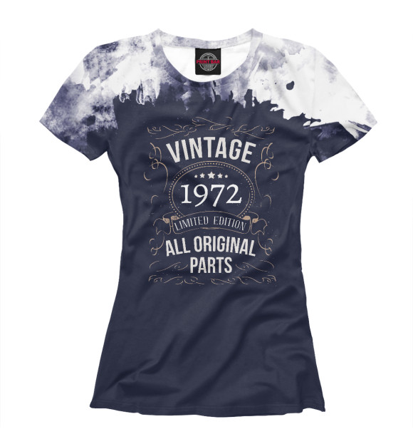 Женская футболка с изображением 1972 Birthday Vintage цвета Белый