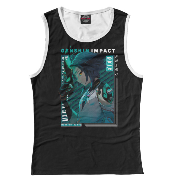 Майка для девочки с притом Сяо, Genshin Impact цвета Белый Майка для девочки с изображением Сяо, Genshin Impact цвета Белый