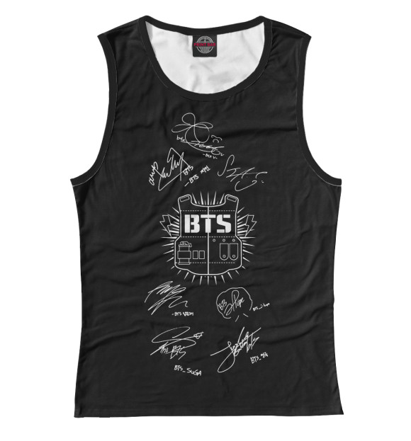 Майка для девочки с изображением BTS цвета Белый