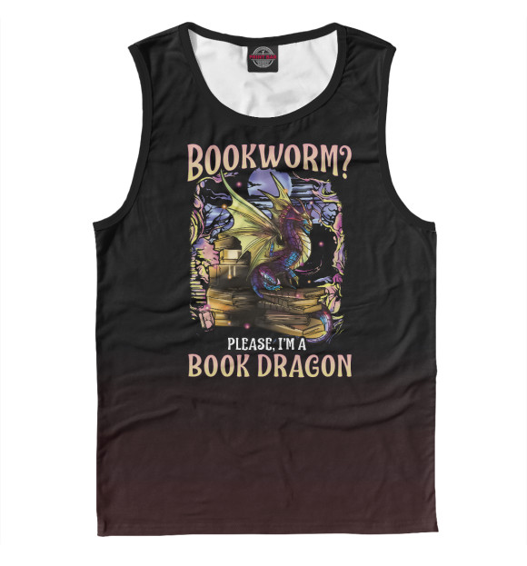 Мужская майка с изображением Bookworm Please Dragon цвета Белый