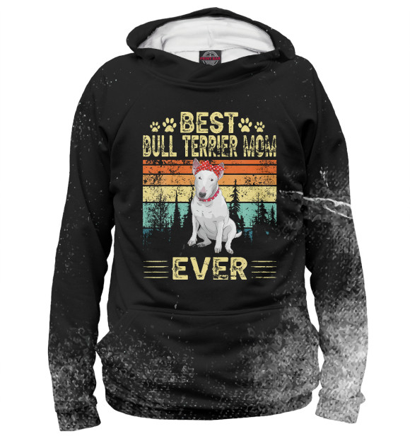 Женское худи с изображением Vintage Best Bull Terrier цвета Белый