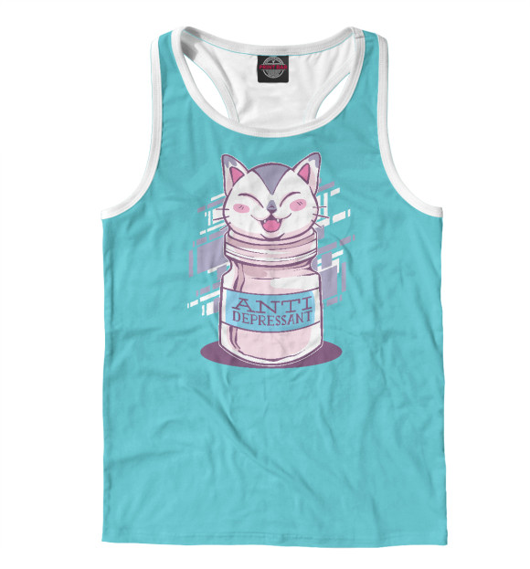 Мужская майка-борцовка с изображением Антидепрессанты цвета Белый