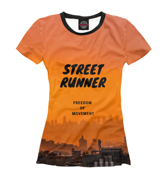 Женская футболка с изображением Street runner цвета Белый