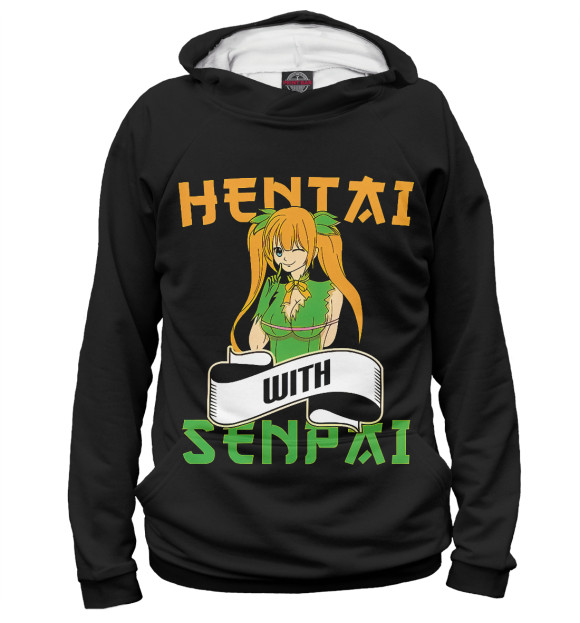 Женское худи с изображением Senpai цвета Белый