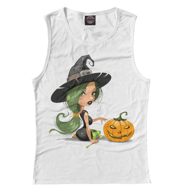 Майка для девочки с изображением Girl with pumpkin цвета Белый