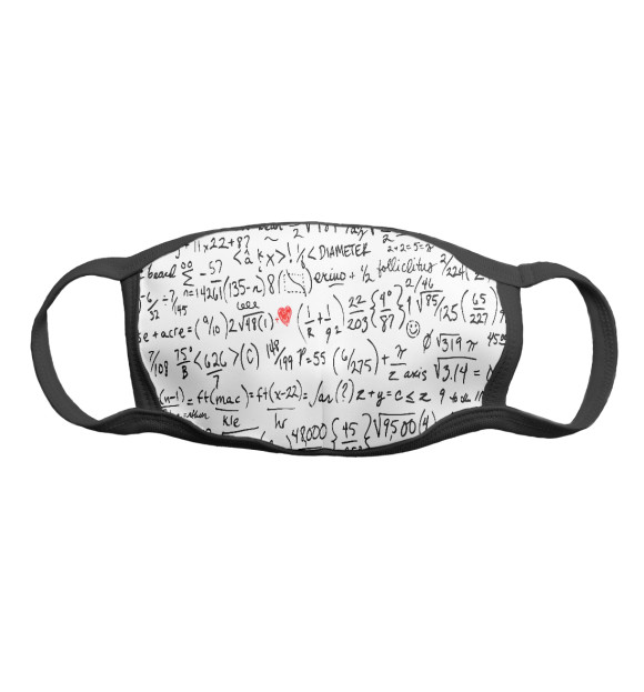 Маска тканевая с притом Математические Формулы цвета Белый Маска тканевая с изображением Математические Формулы цвета Белый