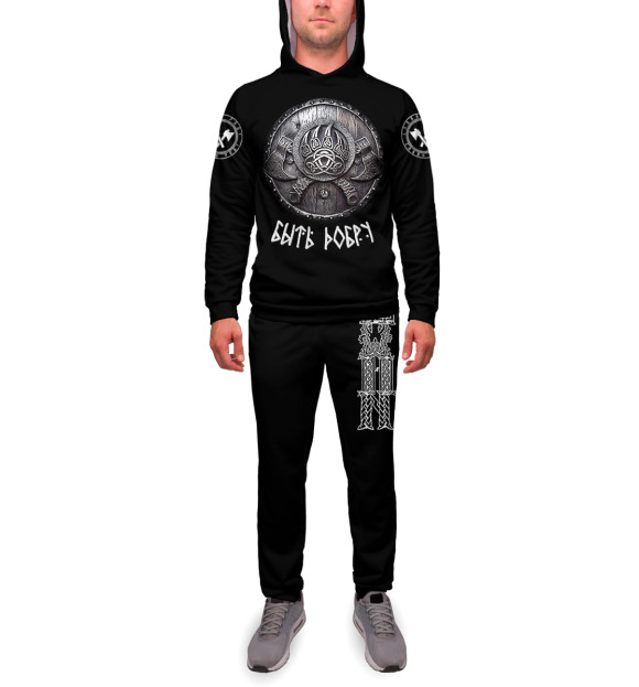 Мужской спортивный костюм с изображением Символ воина цвета Белый
