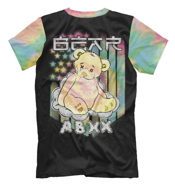 Мужская футболка с изображением Tie Dye Мишка цвета Белый