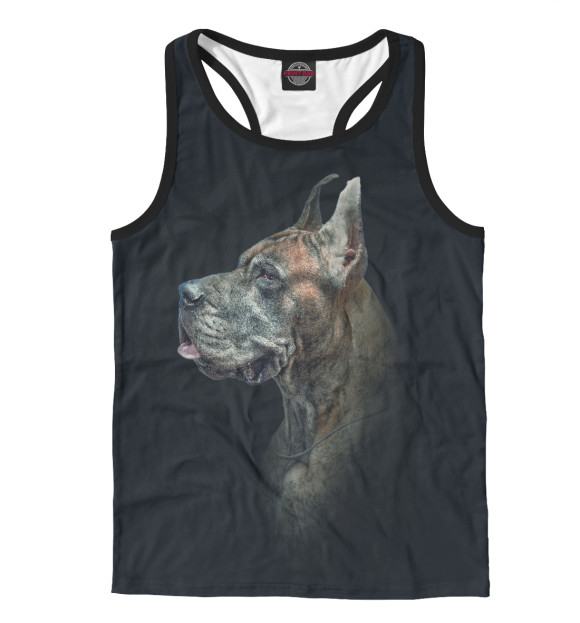 Мужская майка-борцовка с изображением Дог цвета Белый