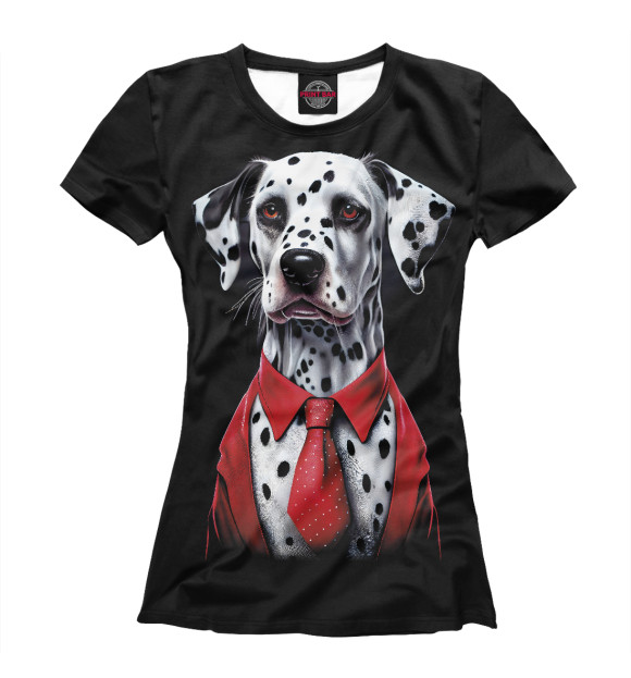 Женская футболка с изображением Далматинец в красном цвета Белый