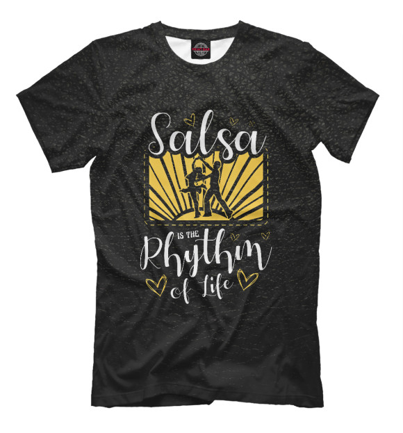 Мужская футболка с изображением Salsa Is The Rhythm Of Life цвета Белый