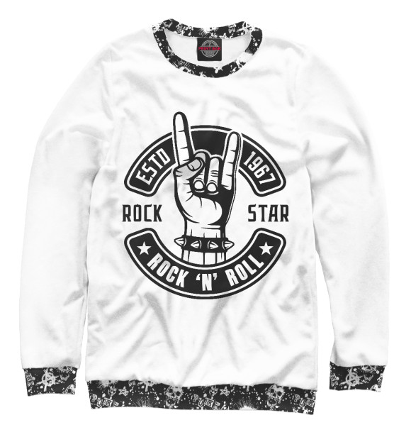 Женский свитшот с изображением Rock Star цвета Белый
