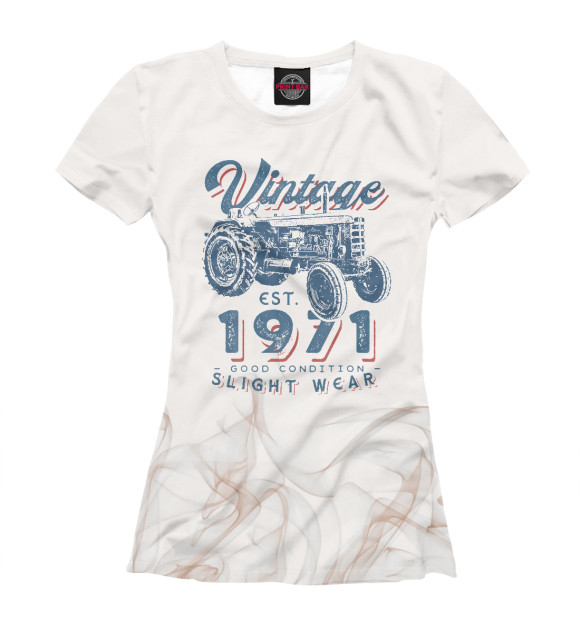 Футболка для девочек с изображением Vintage 1971 цвета Белый