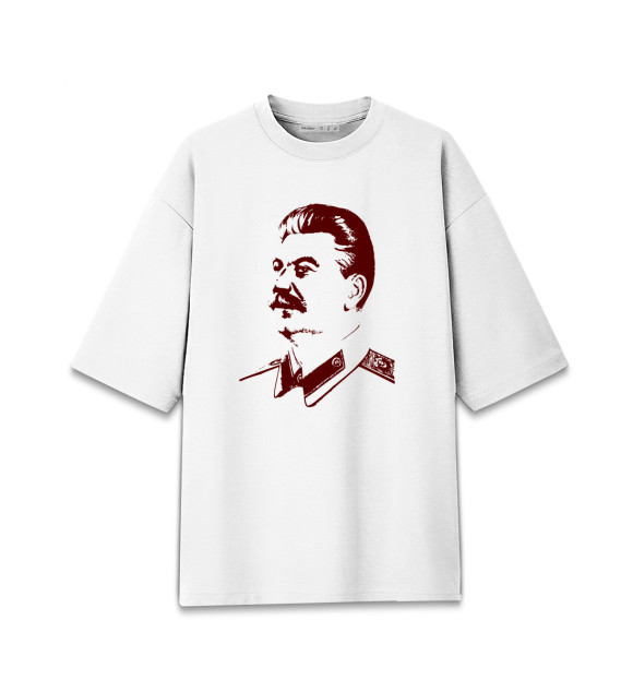 Женская футболка оверсайз с изображением Сталин Иосиф Виссарионович цвета Белый