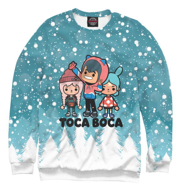 Женский свитшот с изображением Toca Boca Новогодний цвета Белый