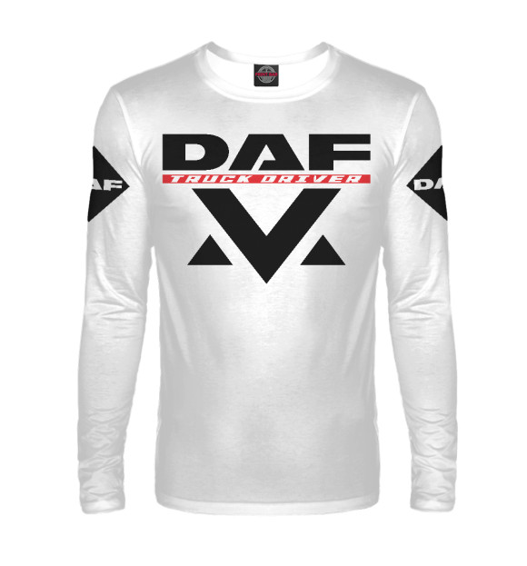 Мужской лонгслив с изображением DAF \ Дальнобойщик цвета Белый