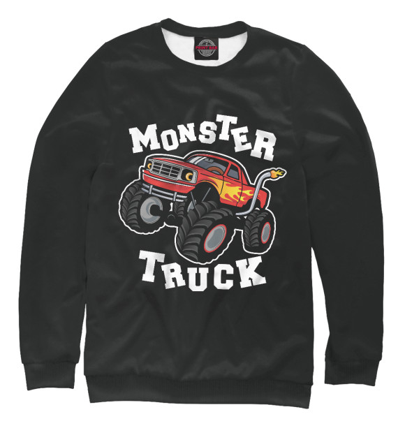 Мужской свитшот с изображением Monster truck цвета Белый