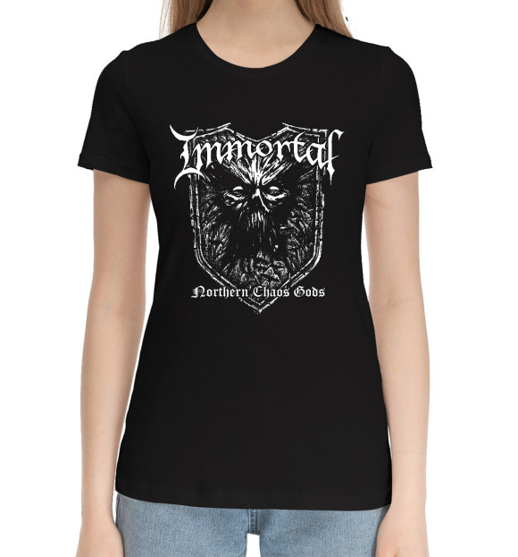Женская хлопковая футболка с изображением Immortal цвета Черный