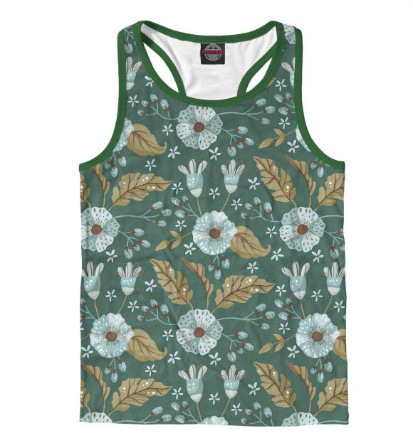 Мужская майка-борцовка с изображением Классический цветы цвета Белый