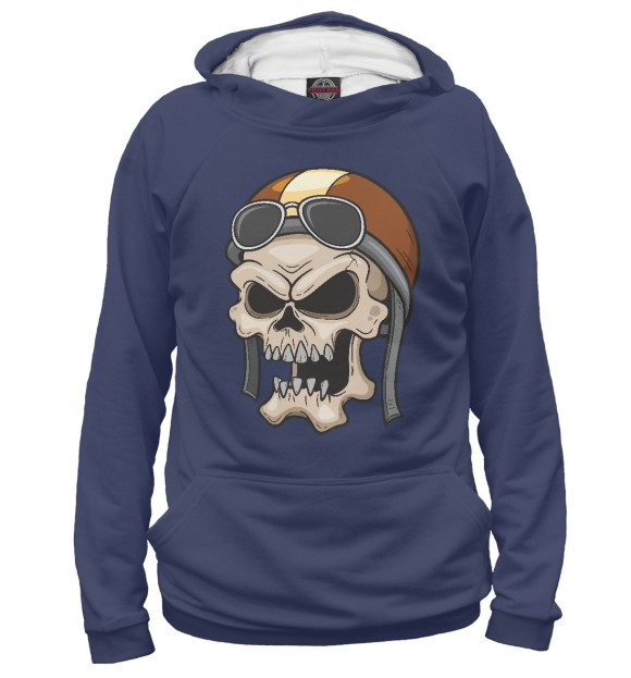 Женское худи с изображением Skull Pilot цвета Белый