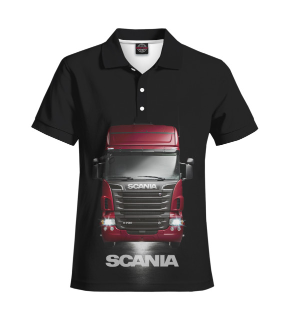Мужское поло с изображением Scania цвета Белый