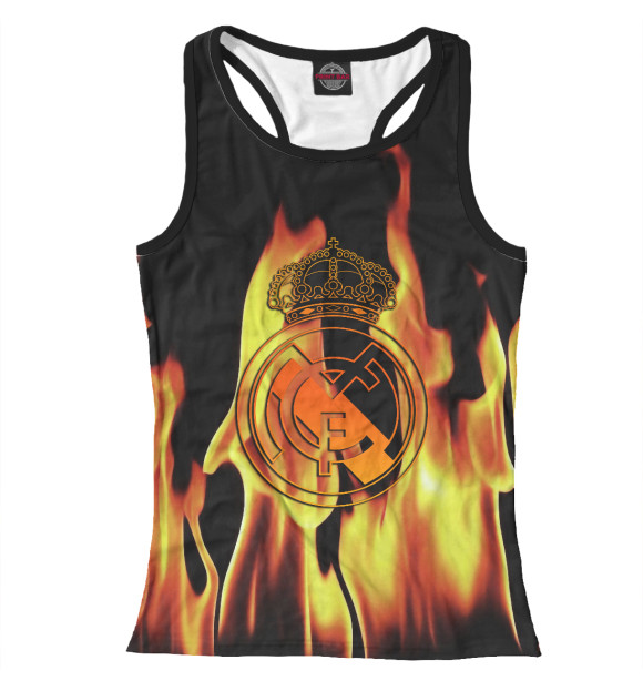 Женская майка-борцовка с изображением Real Madrid | Реал Мадрид цвета Белый