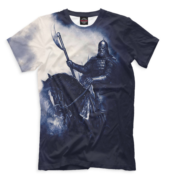 Мужская футболка с изображением Богатырь цвета Белый